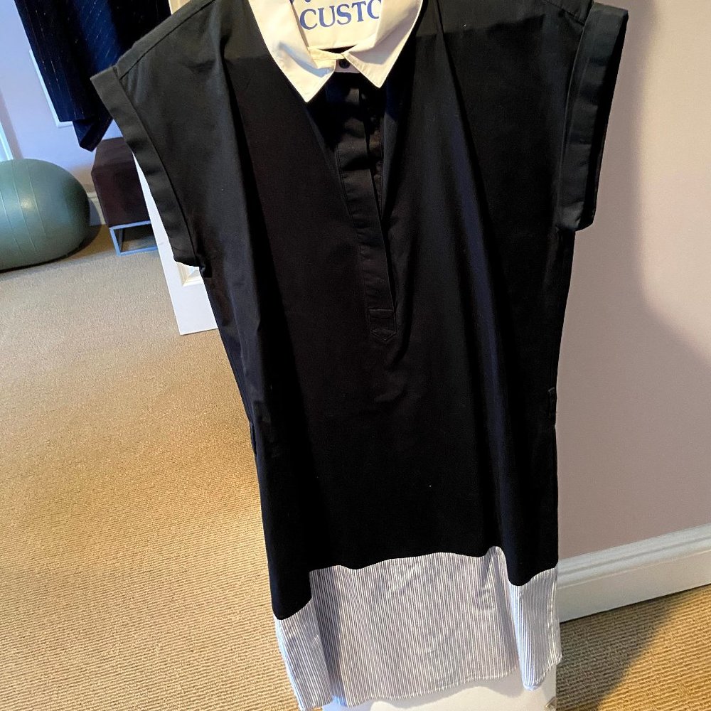 Womens navy collared midi shirt dress